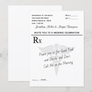 Medical Prescription Pad Wedding Celebration  Invitation