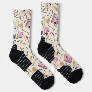 Medical Print Crew Socks