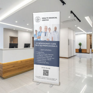 Medical Private Clinic Healthcare Logo QR Retractable Banner