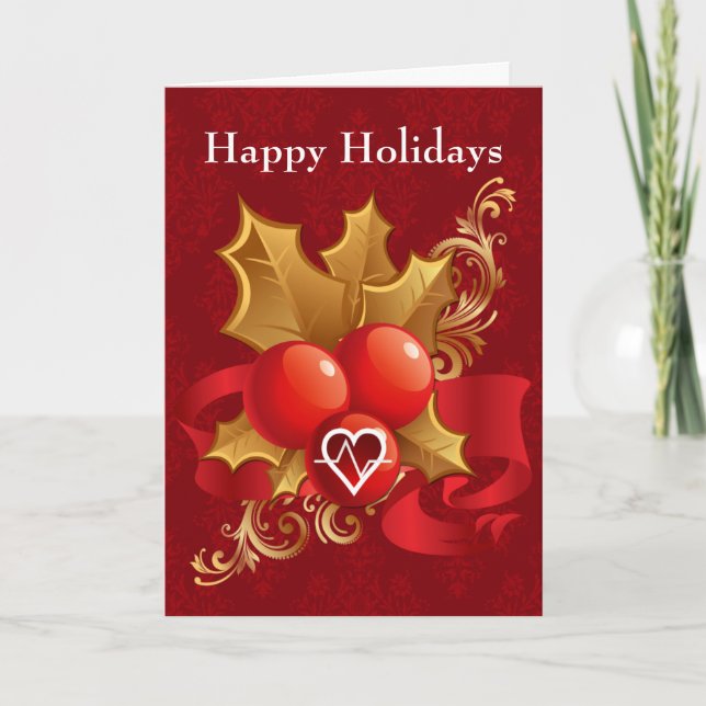 medical profession cardio holiday Cards (Front)