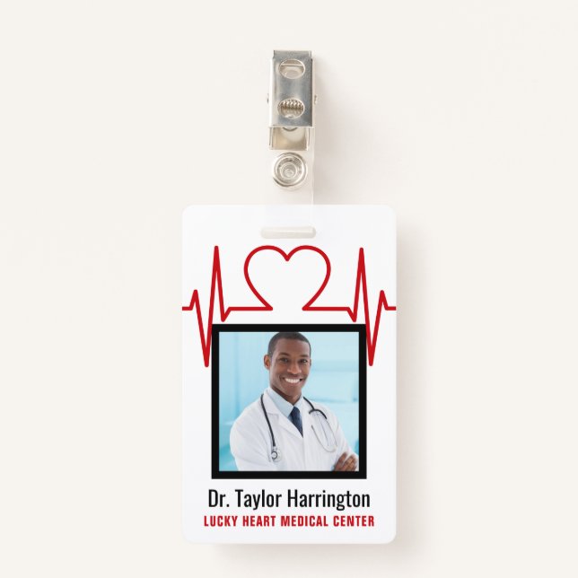 Medical Professional custom photo & text badges ID Badge (Front with Clip)