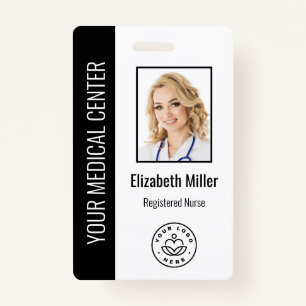 Medical Professional Custom Photo & Text Black ID Badge