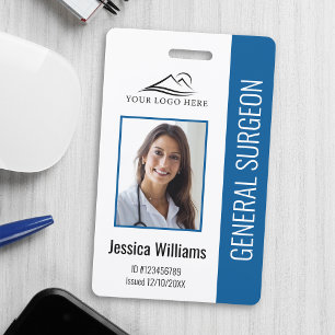 Medical Professional Custom Photo & Text Blue ID ID Badge