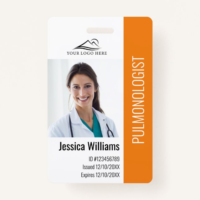 Medical Professional Custom Photo & Text ID ID Badge (Front)