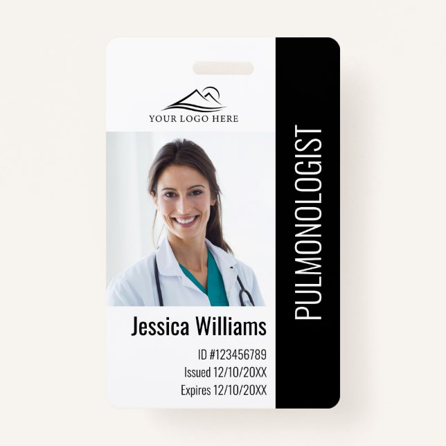 Medical Professional Custom Photo & Text ID ID Badge (Front)