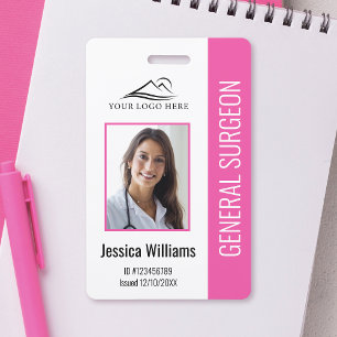 Medical Professional Custom Photo & Text Pink ID Badge