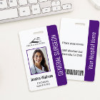 Medical Professional Custom Photo & Text Purple ID