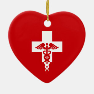 Medical Professional heart ornament, customise Ceramic Tree Decoration