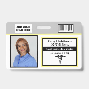 Medical Professional Name Photo Badge Scanner Code ID Badge