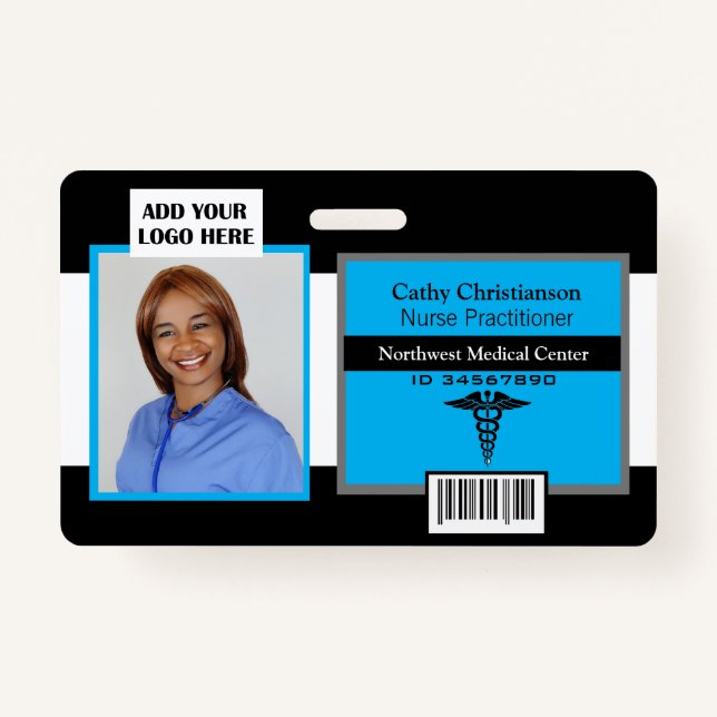 Medical Professional Name Photo Badge Scanner Code ID Badge (Front)