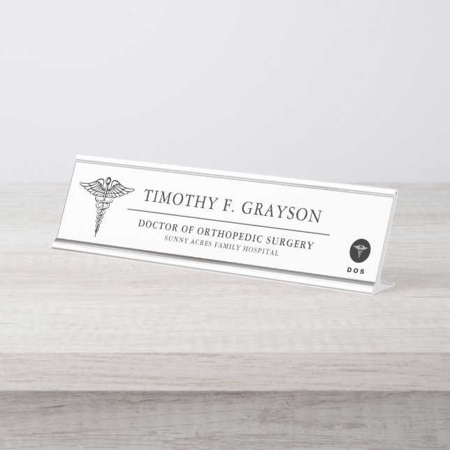 Medical Professional Personalised Desk Name Plate (Front)