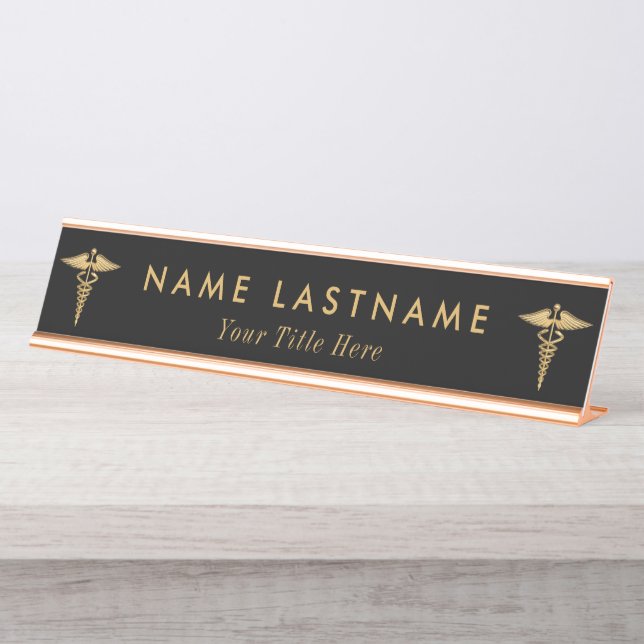 Medical Professional Personalised TGold Desk Name  Plate (Front)