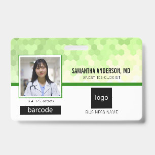 Medical Professional Photo and Logo Green ID Badge