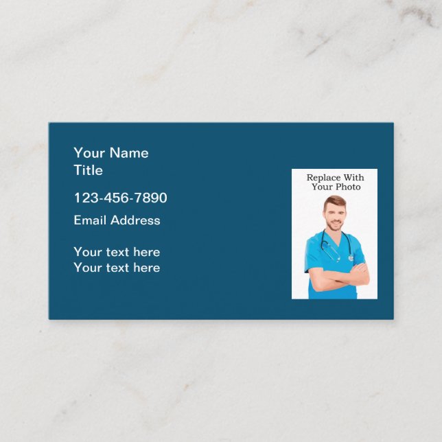 Medical Professional Photo Template Business Cards (Front)