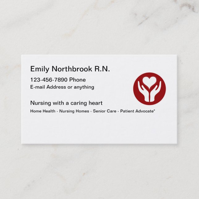 Medical Professional Registered Nurse Heart Symbol Business Card (Front)