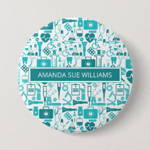 Medical Professional / Student "Add Name" Monogram 7.5 Cm Round Badge