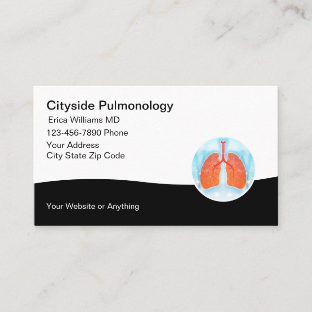 Medical Pulmonology Lung Doctor Business Cards (Front)