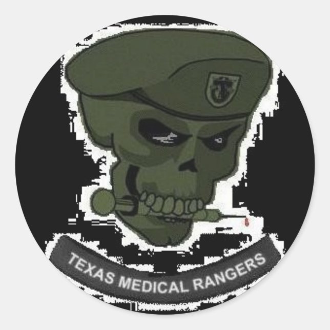 Medical rangers with skull round decals classic round sticker (Front)