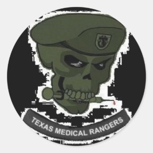 Medical rangers with skull round decals classic round sticker