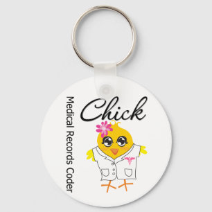 Medical Records Coder Chick Key Ring
