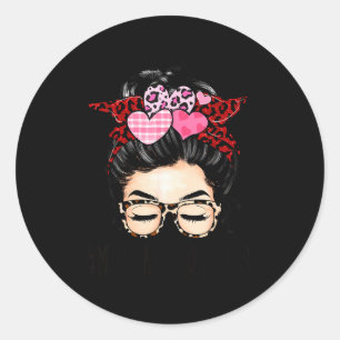 Medical Records Valentines Day Women Messy Bun App Classic Round Sticker