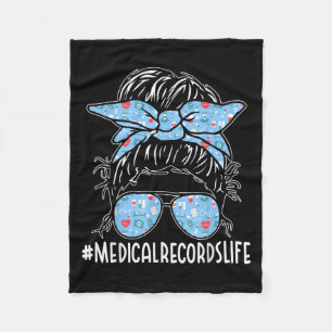 Medical Records Week Appreciation Women Messy Bun Fleece Blanket