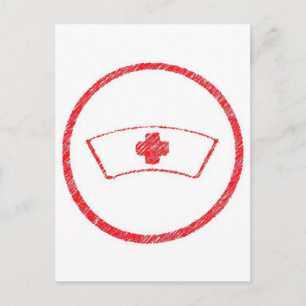 medical red  emt hospital ER nurse cross Postcard