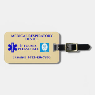 Medical Respiratory Device CPAP Machine Carry-On Luggage Tag