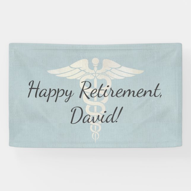 Medical Retirement Elegant Blue Linen Banner (Horizontal)