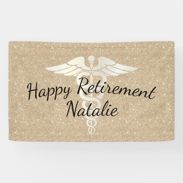 Medical Retirement Modern Gold Glitter Banner (Horizontal)