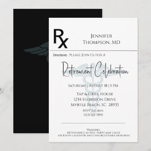 Medical Retirement Prescription Pad  Invitation