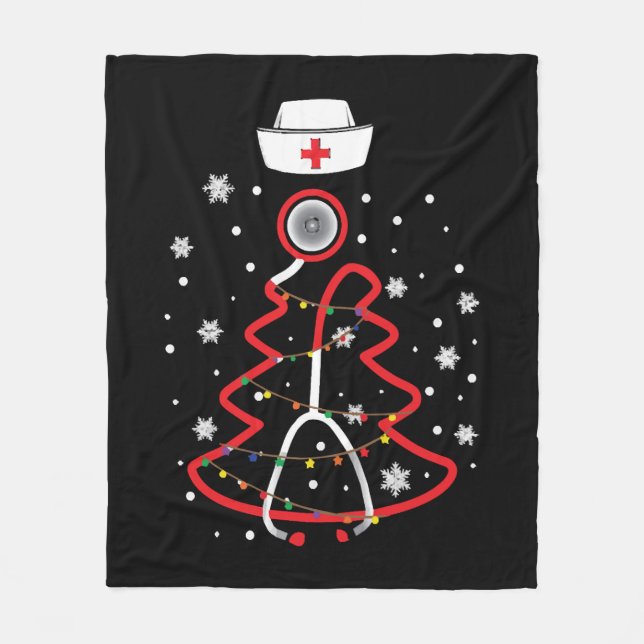 Medical RN NUrse, Merry Christmas Fleece Blanket (Front)