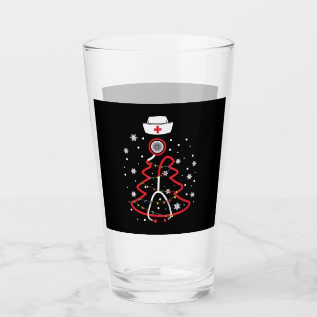 Medical RN NUrse, Merry Christmas Glass (Front)