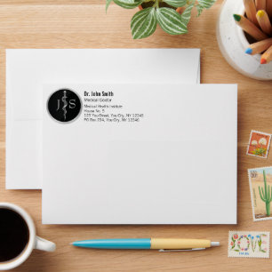 Medical Rod of Asclepius Silver Classy Noble Envelope