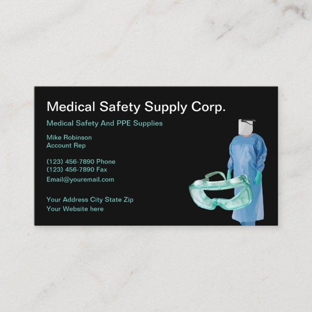 Medical Safety PPE Supplies Business Card (Front)