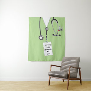 Medical School Doctor Graduation Banner Tapestry