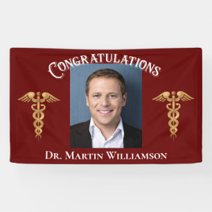 Medical School Doctor Nurse Dentist Red Graduation Banner