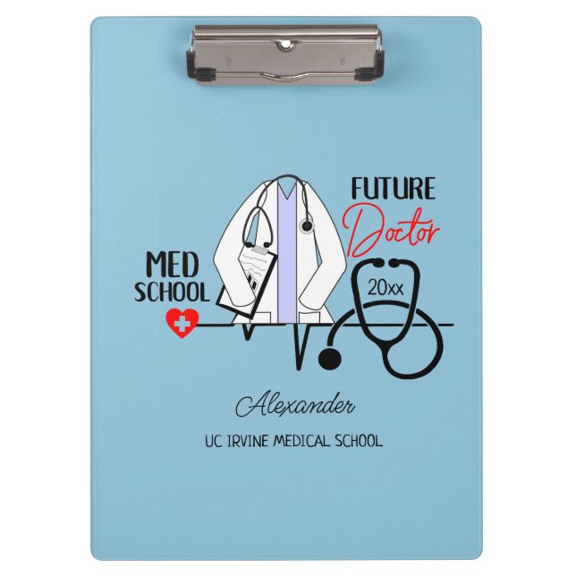 Medical School Future Doctor Blue Name Year  Clipboard (Front)