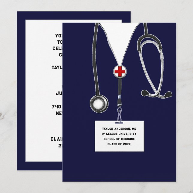 Medical School Graduation Party Invitation (Front/Back)