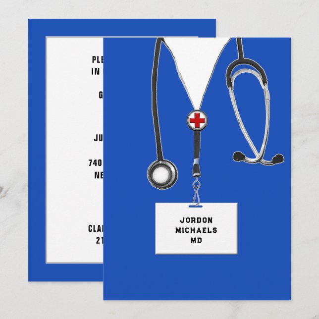 Medical School Graduation Party Invitation (Front/Back)