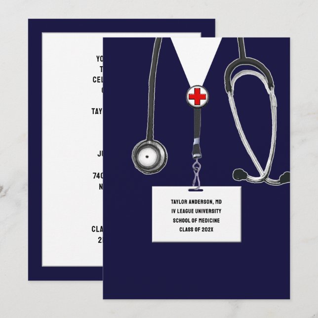 Medical School Graduation Party Invitation (Front/Back)