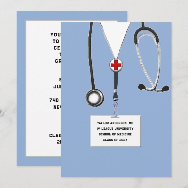 Medical School Graduation Party Invitation (Front/Back)