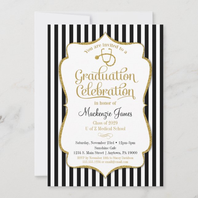 Medical School Graduation Party Invitation Doctor (Front)