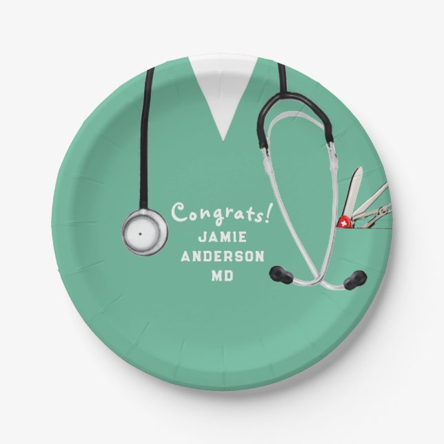 Medical School Graduation Party Paper Plate (Front)