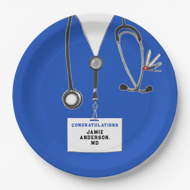 Medical School Graduation Party Paper Plate (Front)