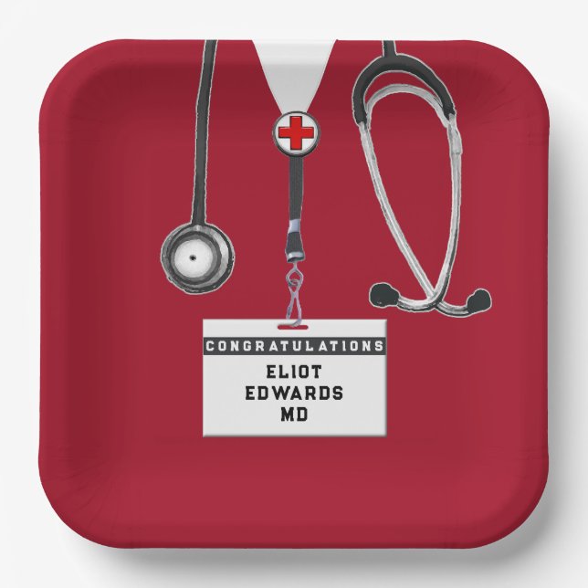 Medical School Graduation Party Paper Plate (Front)