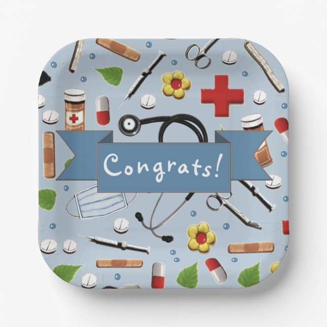 Medical School Graduation Party Paper Plate (Front)