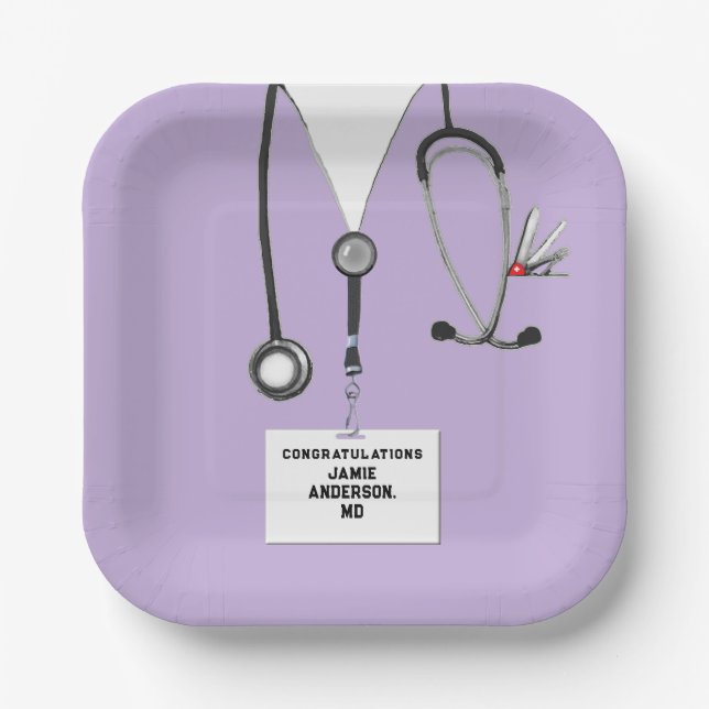 Medical School Graduation Party Paper Plate (Front)