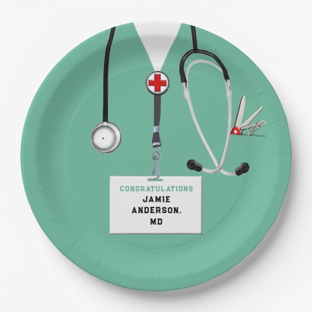 Medical School Graduation Party Paper Plate (Front)