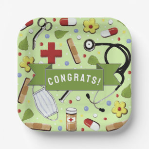 Medical School Graduation Party Paper Plate